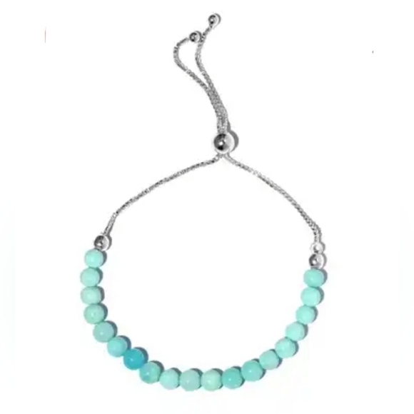 Blue Opal Beaded Bolo Bracelet in Platinum / Sterling Silver 13.90 cwt - Picture 2 of 6